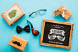 Free Fathers Day Mockup With Slate Psd