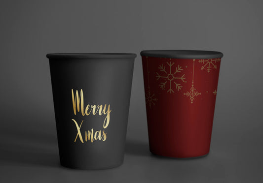 Free Festive Paper Cup Design Mockup Psd