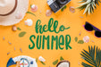Free Flat Lay Copyspace Mockup With Summer Elements Psd