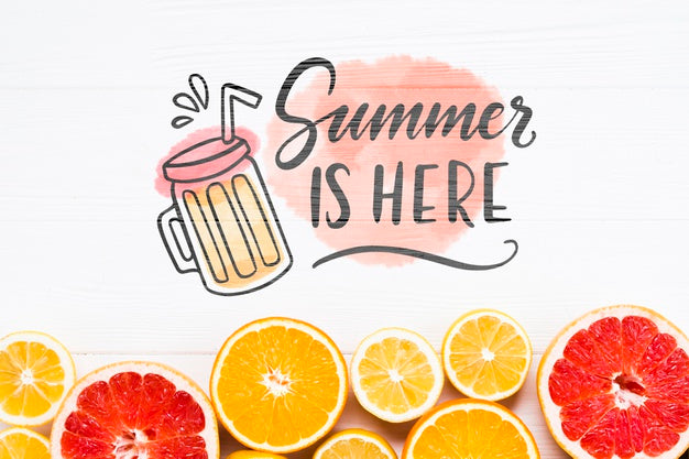 Free Flat Lay Copyspace Mockup With Summer Fruits Psd