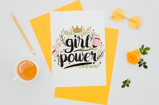 Free Flat Lay Lovely Paper Mock-Up With Girly Theme Psd