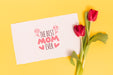 Free Flat Lay Mothers Day Composition With Card Mockup Psd