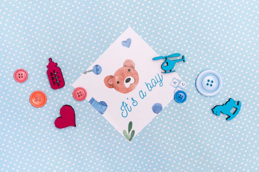 Free Flat Lay Of Baby Shower Decorations Psd