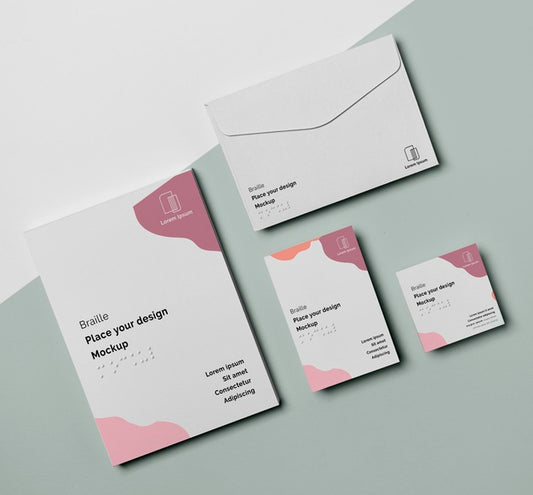 Free Flat Lay Of Business Card With Braille And Envelope Psd