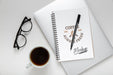 Free Flat Lay Of Desk Surface With Notebook And Pen Psd