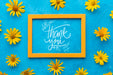 Free Flat Lay Of Frame Mock-Up On Blue Background Psd