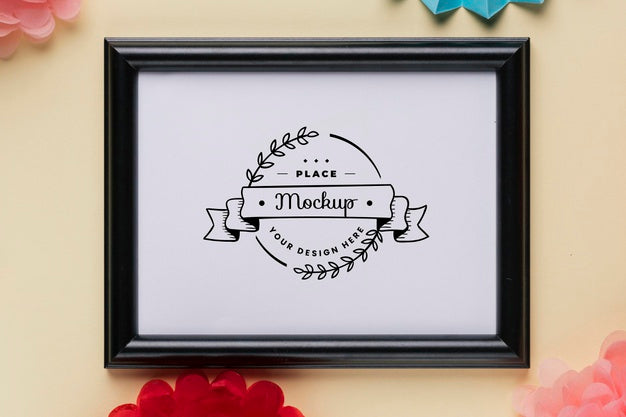 Free Flat Lay Of Mock-Up Frame With Colorful Decorations Psd