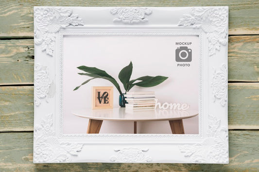 Free Flat Lay Of Simple Rectangular Frame Psd