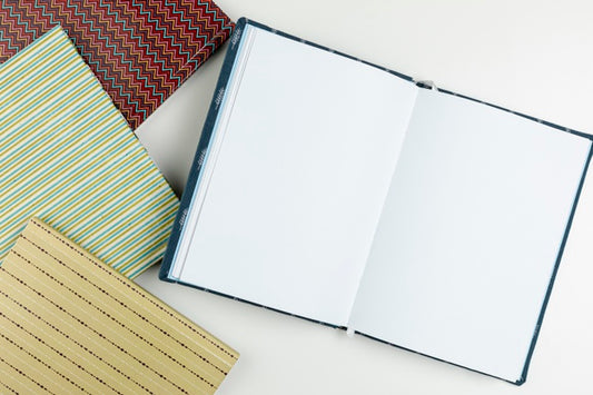 Free Flat Lay Open Empty Book And Agendas Psd