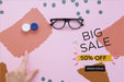Free Flat Lay Optics Still Life Composition On Pink Background Psd