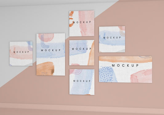 Free Flat Lay Painted Canvas Arrangement Psd