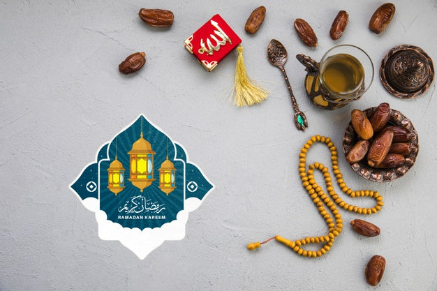 Free Flat Lay Ramadan Composition With Copyspace Psd