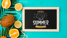 Free Flat Lay Slate Mockup With Summer Elements Psd