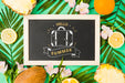 Free Flat Lay Slate Mockup With Summer Elements Psd