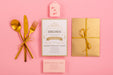 Free Flat Lay Stationery Items For Sweet Fifteen Event Psd