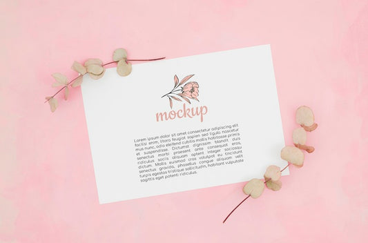 Free Flat Lay Stationery Mock-Up And Leaves Psd