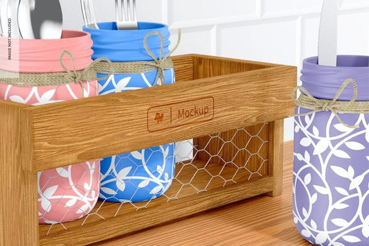 Free Flatware Serving Holder Mockup, Close Up Psd