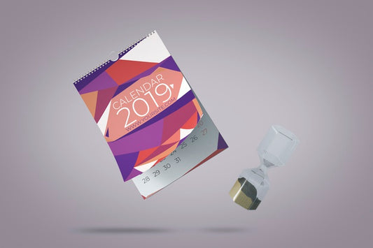 Free Floating Decorative Calendar Mockup Concept Psd