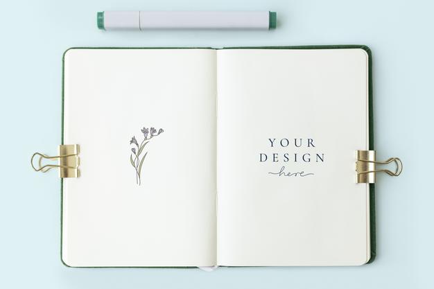 Free Flowers On A Notebook Page Mockup Psd