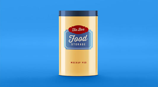 Free Food Storage Tin Can Mockup Psd