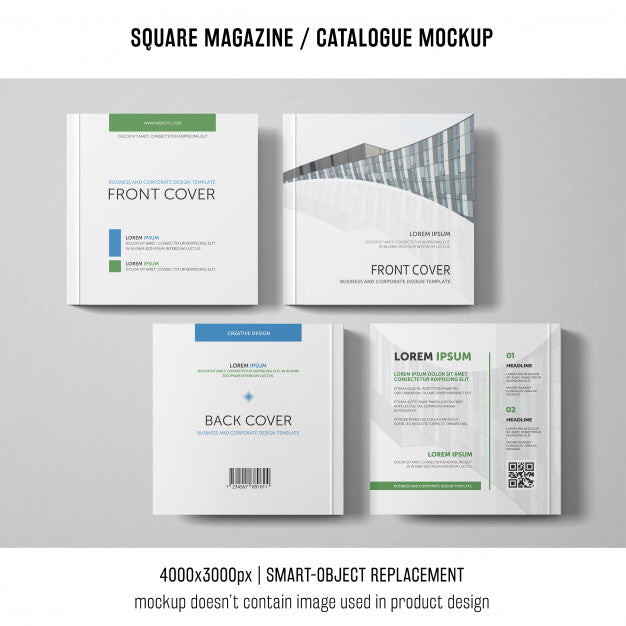 Free Four Square Magazine Or Catalogue Mockups Psd