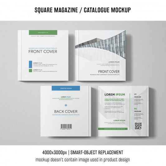 Free Four Square Magazine Or Catalogue Mockups Psd