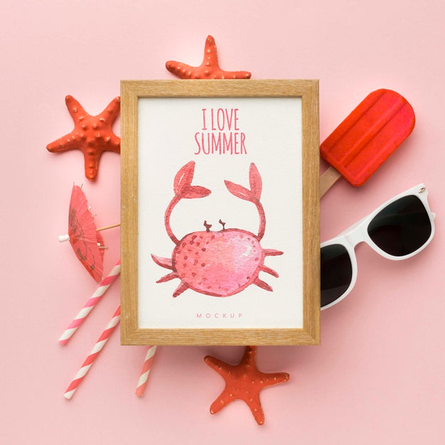 Free Frame And Ice Cream Mock-Up Psd