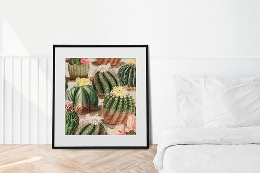 Free Frame Art Mockup Design Element Near Bed Psd