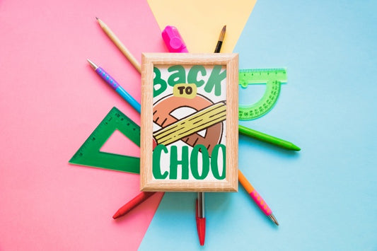 Free Frame Mockup With Back To School Concept Psd
