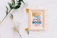 Free Frame Mockup With Floral Decoration Psd