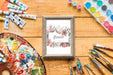 Free Frame Mockup With Paint Materials Psd
