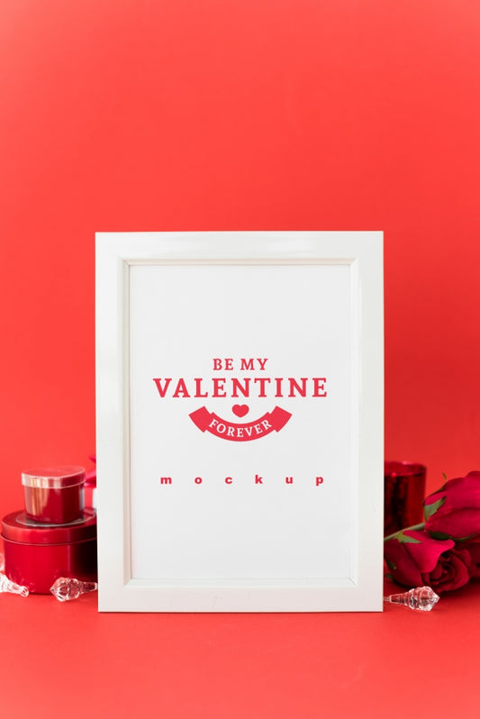 Free Frame Mockup With Valentine Concept Psd