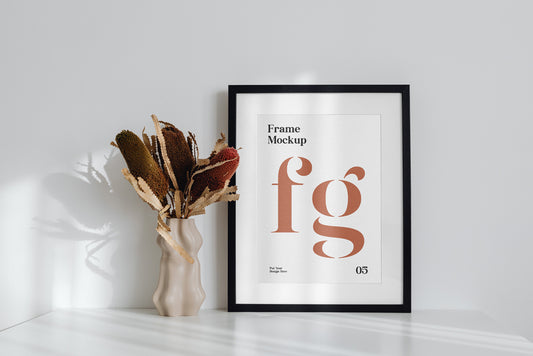 Free Frame On Desk Psd Mockup