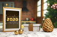Free Frame With New Year Wish Message On Table Psd