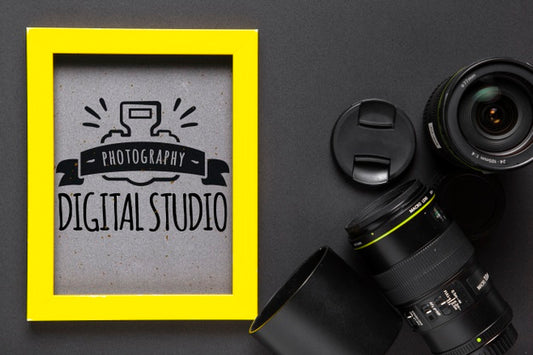 Free Frame With Studio Logo Beside Camera Psd
