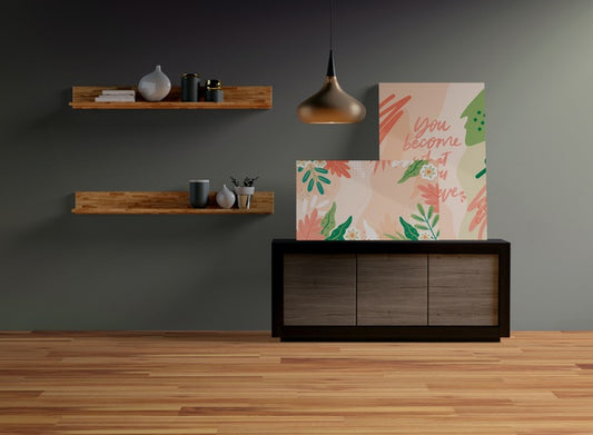 Free Frames Mock-Up Hanging On The Wall Psd