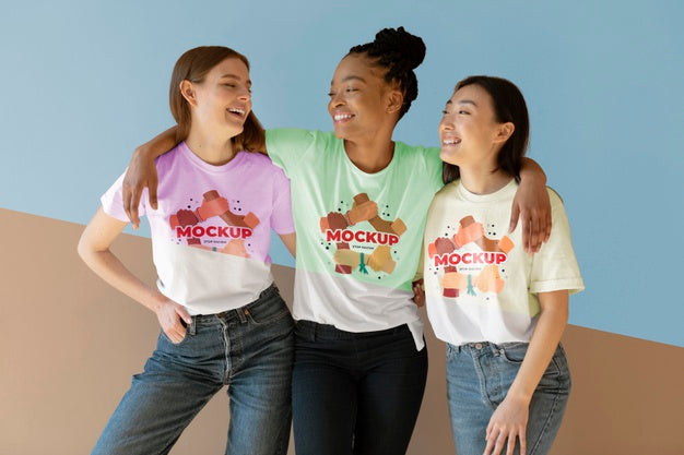 Free Friends Representing The Inclusion Concept With Mock-Up T-Shirts Psd