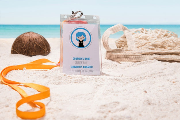 Free Front View Company Badge And Ocean Psd