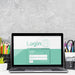 Free Front View Desktop Concept With Laptop Psd
