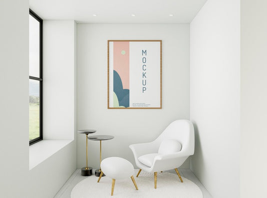 Free Front View Minimalist Home Assortment With Frame Mock-Up Psd
