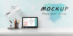 Free Front View Of Desk Concept Mock-Up Psd