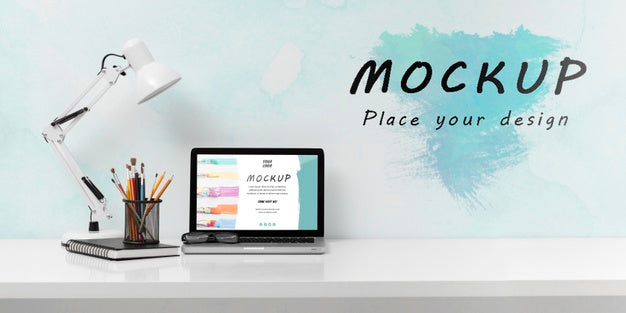 Free Front View Of Desk Concept Mock-Up Psd