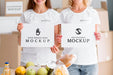 Free Front View Of Female Volunteers Holding Blank Papers Next To Food Box Psd