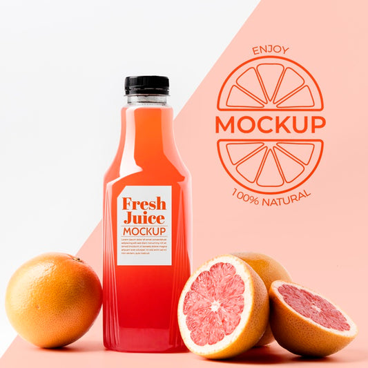 Free Front View Of Grapefruit Juice Glass Bottle Psd