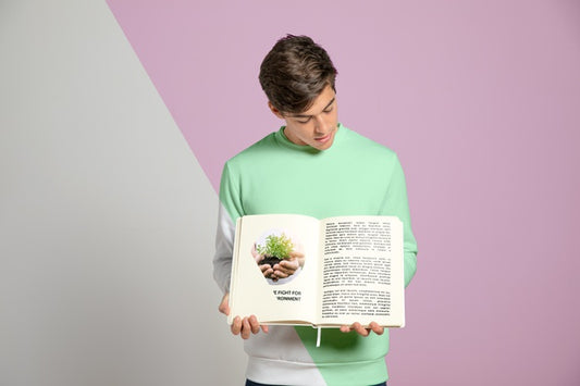 Free Front View Of Man Holding Book Psd