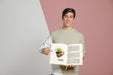 Free Front View Of Man Pointing At Book He'S Holding Psd