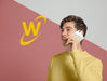 Free Front View Of Man Talking On Smartphone Psd
