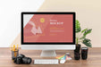 Free Front View Of Photographer Wooden Workspace With Computer Monitor Psd
