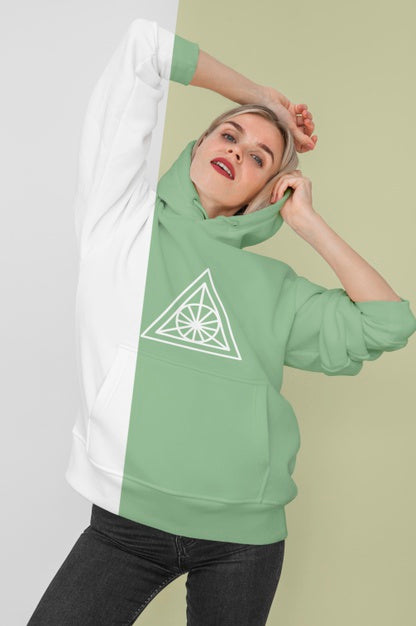 Free Front View Of Stylish Woman In Hoodie Psd