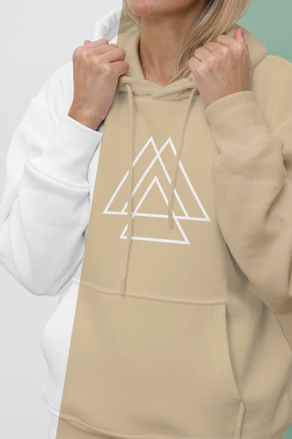 Free Front View Of Stylish Woman In Hoodie Psd
